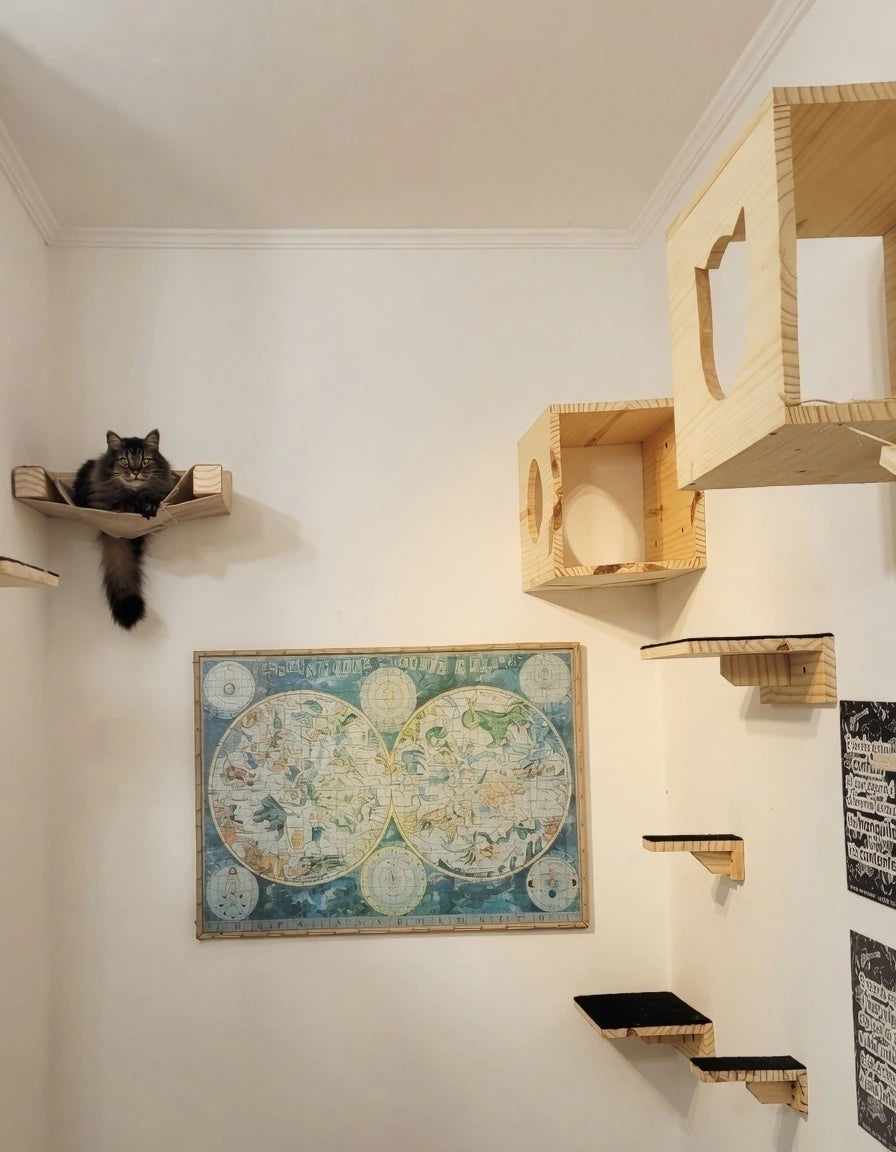 Playground para Gatos Bola de Neve com Nichos e Cama Suspensa 6 Peças