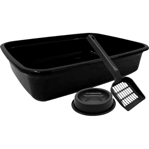 Kit Gato 3 Peças Bandeja Pá e Comedouro Antiformiga